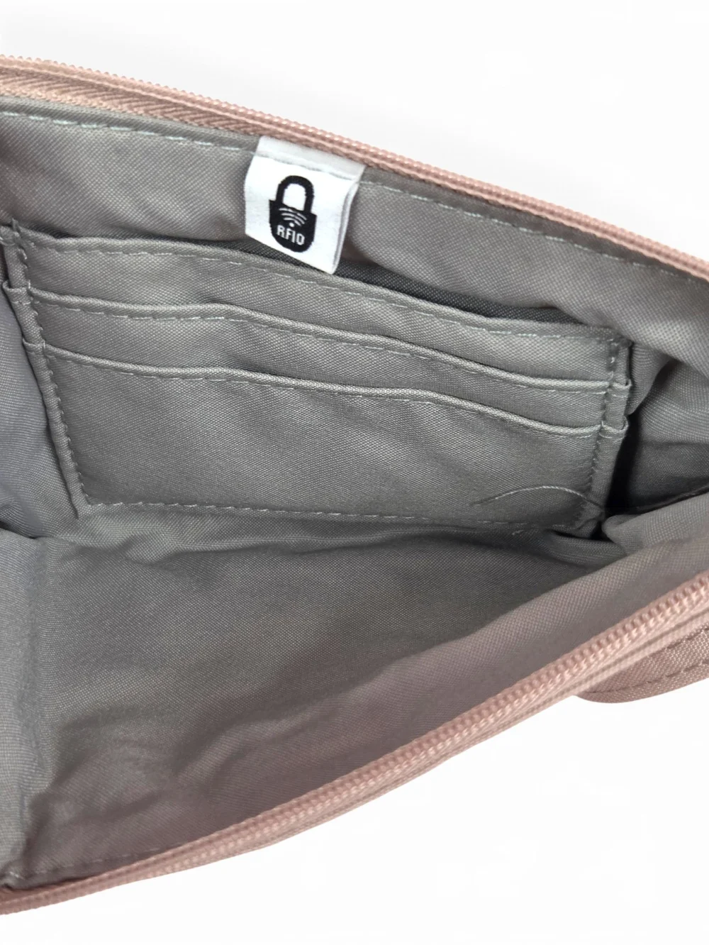Baggallini RFID Wristlet Pouch Clutch Neutral Blush Pink Nude Taupe EUC